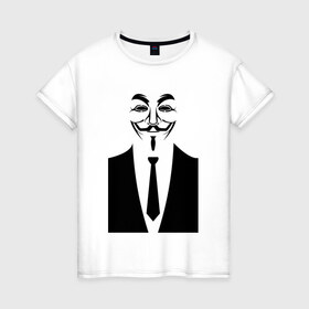 Женская футболка хлопок с принтом Business Anonymous в Екатеринбурге, 100% хлопок | прямой крой, круглый вырез горловины, длина до линии бедер, слегка спущенное плечо | anonymous | business | business anonymous | vendetta