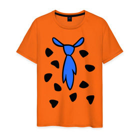 Мужская футболка хлопок с принтом Галстук из мультика флинстоун - Flintstones в Екатеринбурге, 100% хлопок | прямой крой, круглый вырез горловины, длина до линии бедер, слегка спущенное плечо. | flintstones | галстук | одежда | синий галстук | флинстоун