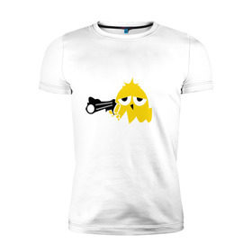 Мужская футболка премиум с принтом Цыпленок гангстер (chicken gangster) в Екатеринбурге, 92% хлопок, 8% лайкра | приталенный силуэт, круглый вырез ворота, длина до линии бедра, короткий рукав | дуло | оружие | пистолет | птенчик | птичка | цыпа | яйцо
