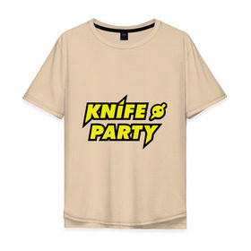 Мужская футболка хлопок Oversize с принтом Knife party в Екатеринбурге, 100% хлопок | свободный крой, круглый ворот, “спинка” длиннее передней части | dubstep | вечеринка | даб степ | дабстеп | музыка