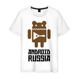 Мужская футболка хлопок с принтом Android Russia в Екатеринбурге, 100% хлопок | прямой крой, круглый вырез горловины, длина до линии бедер, слегка спущенное плечо. | android russia | антибренд