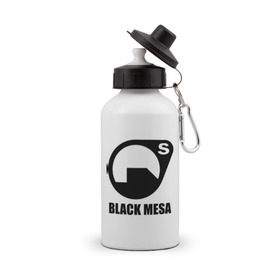 Бутылка спортивная с принтом Black mesa Black logo в Екатеринбурге, металл | емкость — 500 мл, в комплекте две пластиковые крышки и карабин для крепления | black mesa | игры | компьютерные игры