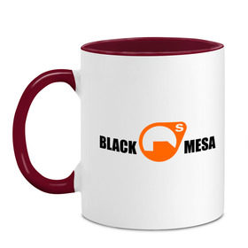 Кружка двухцветная с принтом Black mesa Main logo в Екатеринбурге, керамика | объем — 330 мл, диаметр — 80 мм. Цветная ручка и кайма сверху, в некоторых цветах — вся внутренняя часть | black mesa | игры | компьютерные игры
