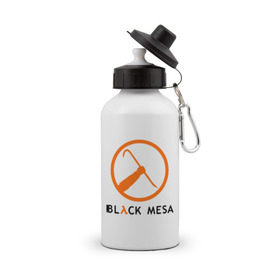 Бутылка спортивная с принтом Black mesa Orange logo в Екатеринбурге, металл | емкость — 500 мл, в комплекте две пластиковые крышки и карабин для крепления | Тематика изображения на принте: black mesa | игры | компьютерные игры