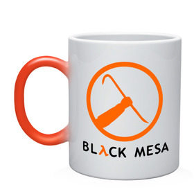 Кружка хамелеон с принтом Black mesa Orange logo в Екатеринбурге, керамика | меняет цвет при нагревании, емкость 330 мл | black mesa | игры | компьютерные игры
