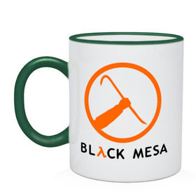 Кружка двухцветная с принтом Black mesa Orange logo в Екатеринбурге, керамика | объем — 330 мл, диаметр — 80 мм. Цветная ручка и кайма сверху, в некоторых цветах — вся внутренняя часть | black mesa | игры | компьютерные игры