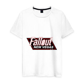 Мужская футболка хлопок с принтом Fallout new vegas в Екатеринбурге, 100% хлопок | прямой крой, круглый вырез горловины, длина до линии бедер, слегка спущенное плечо. | fallout | логотип | ньюс вегас | постапокалиптические | фаллаут | фоллаут