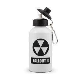 Бутылка спортивная с принтом Fallout Black logo в Екатеринбурге, металл | емкость — 500 мл, в комплекте две пластиковые крышки и карабин для крепления | 