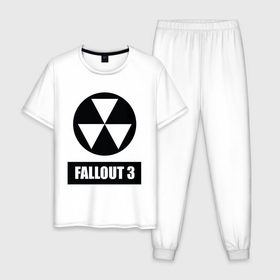 Мужская пижама хлопок с принтом Fallout Black logo в Екатеринбурге, 100% хлопок | брюки и футболка прямого кроя, без карманов, на брюках мягкая резинка на поясе и по низу штанин
 | Тематика изображения на принте: 