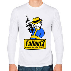 Мужской лонгслив хлопок с принтом Fallout Man в Екатеринбурге, 100% хлопок |  | fallout | логотип | постапокалиптические | фаллаут | фоллаут