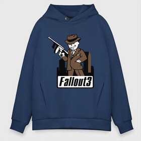 Мужское худи Oversize хлопок с принтом Fallout Man with gun в Екатеринбурге, френч-терри — 70% хлопок, 30% полиэстер. Мягкий теплый начес внутри —100% хлопок | боковые карманы, эластичные манжеты и нижняя кромка, капюшон на магнитной кнопке | fallout | логотип | постапокалиптические | фаллаут | фоллаут