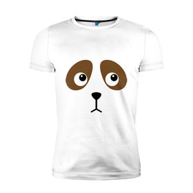 Мужская футболка премиум с принтом Грустная собачка в Екатеринбурге, 92% хлопок, 8% лайкра | приталенный силуэт, круглый вырез ворота, длина до линии бедра, короткий рукав | грустная собачка | животные | картинки | собака