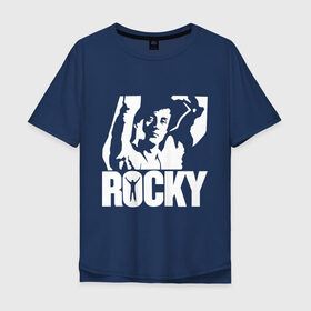 Мужская футболка хлопок Oversize с принтом Рокки Бальбоа (Rocky) в Екатеринбурге, 100% хлопок | свободный крой, круглый ворот, “спинка” длиннее передней части | rocky | рокки | рокки бальбоа
