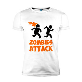 Мужская футболка премиум с принтом Zombies Attack в Екатеринбурге, 92% хлопок, 8% лайкра | приталенный силуэт, круглый вырез ворота, длина до линии бедра, короткий рукав | 
