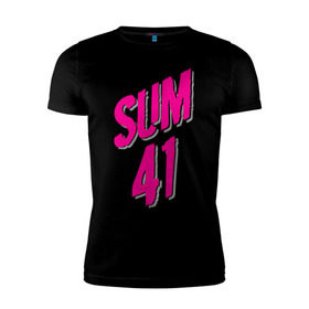 Мужская футболка премиум с принтом Sum 41 logo в Екатеринбурге, 92% хлопок, 8% лайкра | приталенный силуэт, круглый вырез ворота, длина до линии бедра, короткий рукав | sum 41 | музыка | панк рок | рок | сам 41