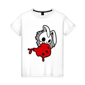 Женская футболка хлопок с принтом Злой зайчик в Екатеринбурге, 100% хлопок | прямой крой, круглый вырез горловины, длина до линии бедер, слегка спущенное плечо | животные | зайка | злой зайчик | прикольные картинки | сердце