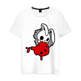 Мужская футболка хлопок с принтом Злой зайчик в Екатеринбурге, 100% хлопок | прямой крой, круглый вырез горловины, длина до линии бедер, слегка спущенное плечо. | животные | зайка | злой зайчик | прикольные картинки | сердце