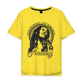 Мужская футболка хлопок Oversize с принтом Marley в Екатеринбурге, 100% хлопок | свободный крой, круглый ворот, “спинка” длиннее передней части | bob markey | marley | reggae | боб марли | регги