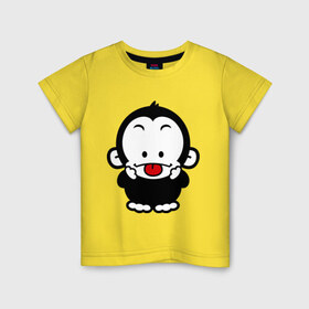 Детская футболка хлопок с принтом Веселая обезьянка в Екатеринбурге, 100% хлопок | круглый вырез горловины, полуприлегающий силуэт, длина до линии бедер | веселая | веселая обезьянка | животные | обезьяна | обезьянка | прикольные картинки