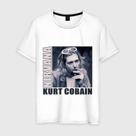 Мужская футболка хлопок с принтом Nirvana- Kurt Cobain в Екатеринбурге, 100% хлопок | прямой крой, круглый вырез горловины, длина до линии бедер, слегка спущенное плечо. | kurt cobain | nirvana | группы | курт кобейн | музыка | музыкальные группы. курт | нирвана