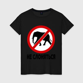 Женская футболка хлопок с принтом Не слоняться в Екатеринбурге, 100% хлопок | прямой крой, круглый вырез горловины, длина до линии бедер, слегка спущенное плечо | слон
