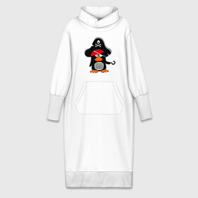 Платье удлиненное хлопок с принтом Пингвин   тусовщик в Екатеринбурге,  |  | пингвин | пират