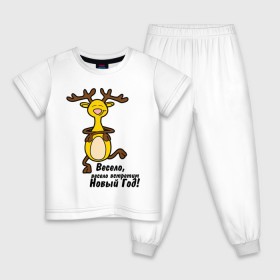 Детская пижама хлопок с принтом Happy deer в Екатеринбурге, 100% хлопок |  брюки и футболка прямого кроя, без карманов, на брюках мягкая резинка на поясе и по низу штанин
 | 2013 | happy new year | new year | год змеи | дед мороз | новый год | олень