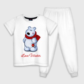 Детская пижама хлопок с принтом White beer в Екатеринбурге, 100% хлопок |  брюки и футболка прямого кроя, без карманов, на брюках мягкая резинка на поясе и по низу штанин
 | 2013 | happy new year | new year | год змеи | дед мороз | медведь | мишка | новый год