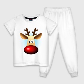Детская пижама хлопок с принтом WOW Deer в Екатеринбурге, 100% хлопок |  брюки и футболка прямого кроя, без карманов, на брюках мягкая резинка на поясе и по низу штанин
 | Тематика изображения на принте: 2013 | happy new year | new year | год змеи | дед мороз | новый год | олень
