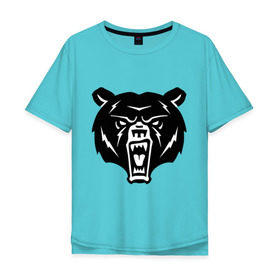 Мужская футболка хлопок Oversize с принтом Медведь в Екатеринбурге, 100% хлопок | свободный крой, круглый ворот, “спинка” длиннее передней части | животное | зверь | зубы | клыки | мишка | оскал | пасть | хищник