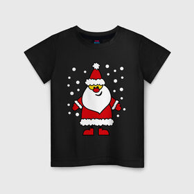 Детская футболка хлопок с принтом Веселый Дед Мороз в Екатеринбурге, 100% хлопок | круглый вырез горловины, полуприлегающий силуэт, длина до линии бедер | новогодний | рождество | санта клаус