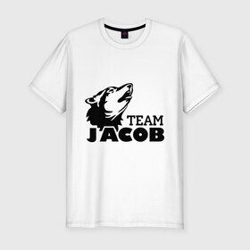 Мужская футболка премиум с принтом Jacob team logo в Екатеринбурге, 92% хлопок, 8% лайкра | приталенный силуэт, круглый вырез ворота, длина до линии бедра, короткий рукав | Тематика изображения на принте: 