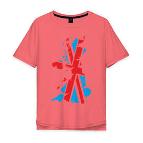 Мужская футболка хлопок Oversize с принтом карта британии в Екатеринбурге, 100% хлопок | свободный крой, круглый ворот, “спинка” длиннее передней части | лондон
