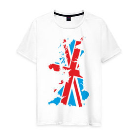 Мужская футболка хлопок с принтом карта британии в Екатеринбурге, 100% хлопок | прямой крой, круглый вырез горловины, длина до линии бедер, слегка спущенное плечо. | лондон