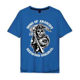 Мужская футболка хлопок Oversize с принтом Sons of anarchy logo в Екатеринбурге, 100% хлопок | свободный крой, круглый ворот, “спинка” длиннее передней части | скелет | сыны анархии