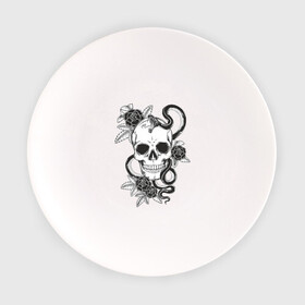 Тарелка с принтом череп роз в Екатеринбурге, фарфор | диаметр - 210 мм
диаметр для нанесения принта - 120 мм | скелет