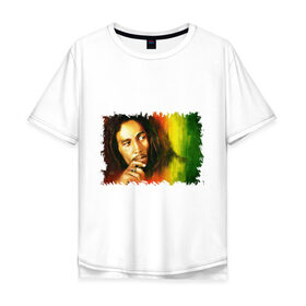 Мужская футболка хлопок Oversize с принтом Bob Marley в Екатеринбурге, 100% хлопок | свободный крой, круглый ворот, “спинка” длиннее передней части | reggae | боб марли | музыка | музыкант | регги