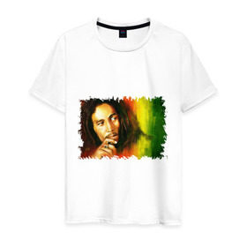 Мужская футболка хлопок с принтом Bob Marley в Екатеринбурге, 100% хлопок | прямой крой, круглый вырез горловины, длина до линии бедер, слегка спущенное плечо. | reggae | боб марли | музыка | музыкант | регги