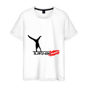 Мужская футболка хлопок с принтом Turnikman 2013 в Екатеринбурге, 100% хлопок | прямой крой, круглый вырез горловины, длина до линии бедер, слегка спущенное плечо. | workout | воркаут | тренажеры | турникмен | турникмэн
