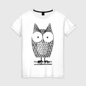 Женская футболка хлопок с принтом Owl grafic в Екатеринбурге, 100% хлопок | прямой крой, круглый вырез горловины, длина до линии бедер, слегка спущенное плечо | сова