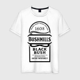 Мужская футболка хлопок с принтом Bushmills в Екатеринбурге, 100% хлопок | прямой крой, круглый вырез горловины, длина до линии бедер, слегка спущенное плечо. | club | dj | бушмилс | виски | для барменов | клубные