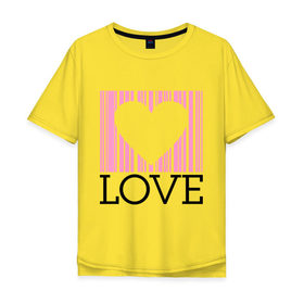 Мужская футболка хлопок Oversize с принтом Love штрихкод в Екатеринбурге, 100% хлопок | свободный крой, круглый ворот, “спинка” длиннее передней части | 14 feb | 14 февраля | love | valentines day | день влюбленных | день всех влюбленных | день святого валентина | любовь | подарок девушке | сердце