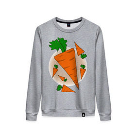 Женский свитшот хлопок с принтом Carrot в Екатеринбурге, 100% хлопок | прямой крой, круглый вырез, на манжетах и по низу широкая трикотажная резинка  | 14 feb | 14 февраля | влюбленным | день святого валентина | любовь | морковка | морковь | парные
