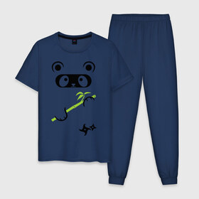 Мужская пижама хлопок с принтом Panda ninja в Екатеринбурге, 100% хлопок | брюки и футболка прямого кроя, без карманов, на брюках мягкая резинка на поясе и по низу штанин
 | Тематика изображения на принте: panda | бамбуковая панда | панда ниндзя
