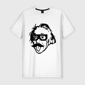 Мужская футболка премиум с принтом Dubstep Einstein (Дабстеп Эйнштейн) в Екатеринбурге, 92% хлопок, 8% лайкра | приталенный силуэт, круглый вырез ворота, длина до линии бедра, короткий рукав | dubstep | даб | дабстеп | эйнштейн