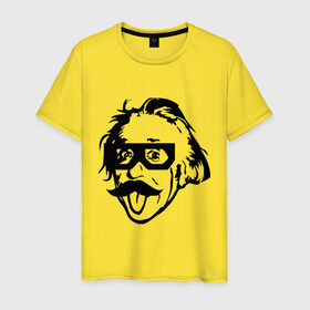 Мужская футболка хлопок с принтом Dubstep Einstein (Дабстеп Эйнштейн) в Екатеринбурге, 100% хлопок | прямой крой, круглый вырез горловины, длина до линии бедер, слегка спущенное плечо. | dubstep | даб | дабстеп | эйнштейн