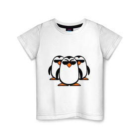 Детская футболка хлопок с принтом Банда пингвинов в Екатеринбурге, 100% хлопок | круглый вырез горловины, полуприлегающий силуэт, длина до линии бедер | в очках | животные | звери | пингвины
