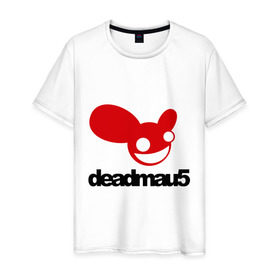 Мужская футболка хлопок с принтом DeadMau5. в Екатеринбурге, 100% хлопок | прямой крой, круглый вырез горловины, длина до линии бедер, слегка спущенное плечо. | club | deadmaus | клуб | клыбная музыка | мышь | тусить
