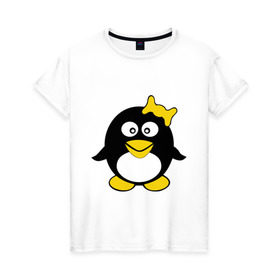 Женская футболка хлопок с принтом Пингвиночка в Екатеринбурге, 100% хлопок | прямой крой, круглый вырез горловины, длина до линии бедер, слегка спущенное плечо | 