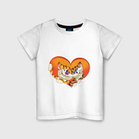 Детская футболка хлопок с принтом Котята в сердце в Екатеринбурге, 100% хлопок | круглый вырез горловины, полуприлегающий силуэт, длина до линии бедер | 14 февраля | влюбленным | день святого валентина | киса | коты | котята | кошки | любовь | сердце